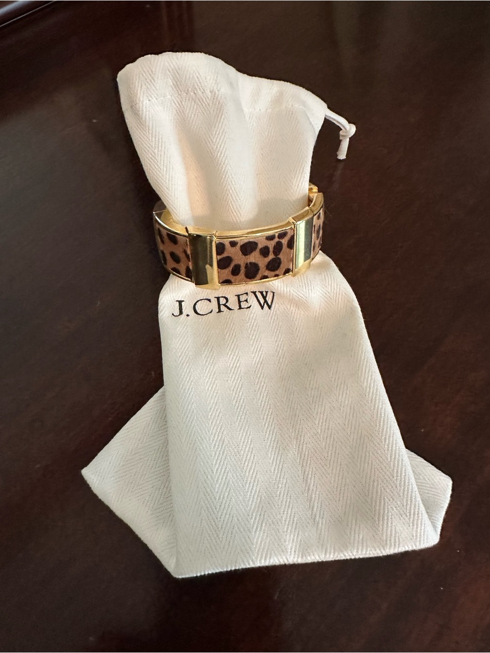 J. Crew Gold-Tone Leopard Print Bangle Bracelet - Picture 2 of 3